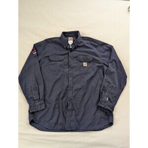 Carhartt Fire Resistant Twill Long Sleeve Button Down Shirt Mens 2XL FRS 160 DNY